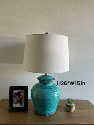 Ceramic Table Lamp Blue H26*W15 Inch | eBay