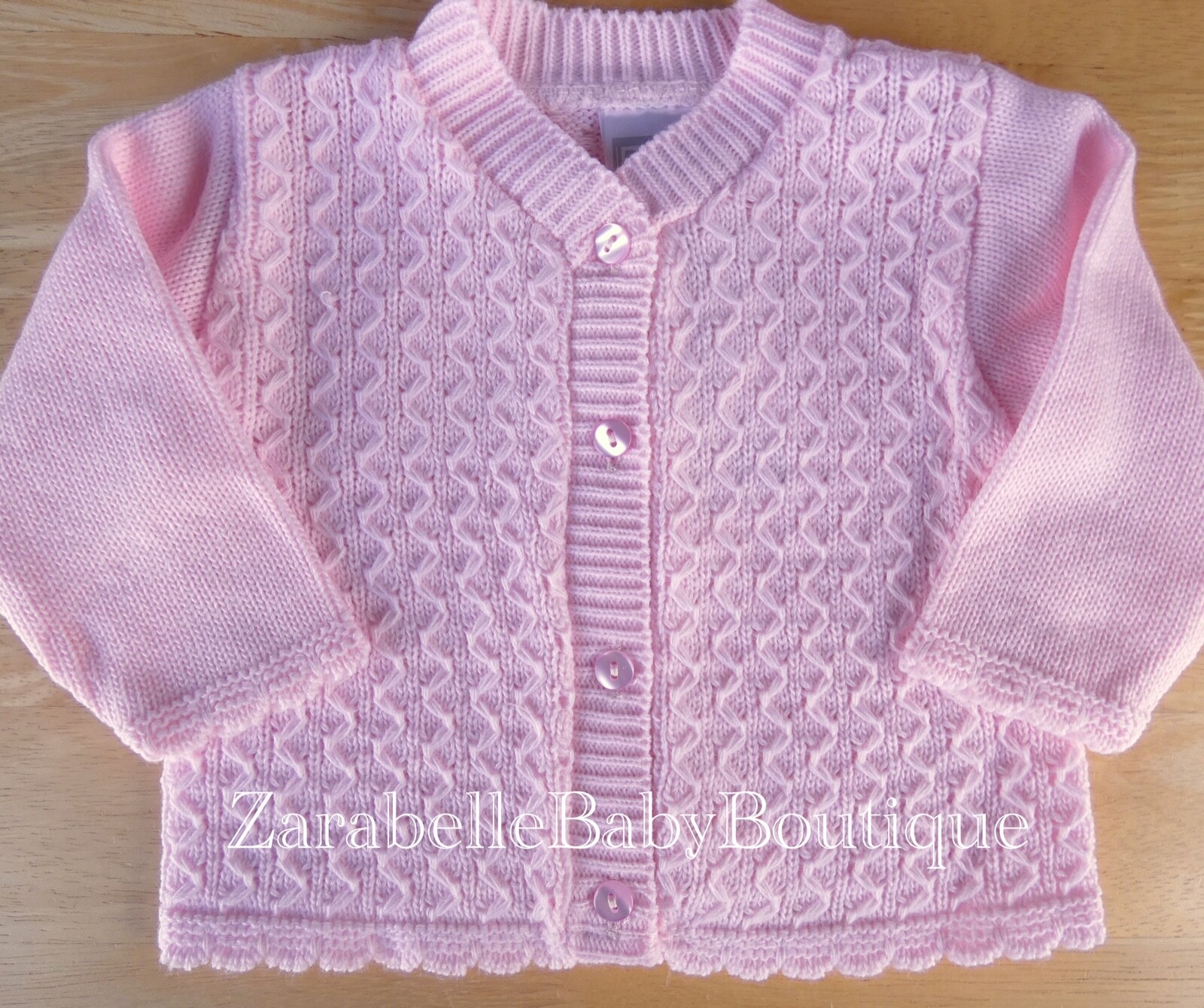 Openwork Detail Baby Cardigan in Baby Pink (1-9mths)