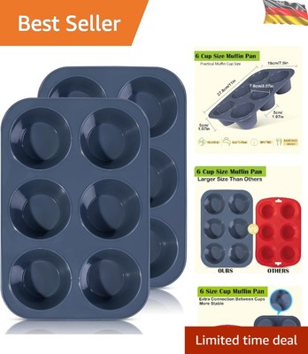2 Stück Große Muffinform aus Silikon für 6 Muffins, Antihaft Muffinblech Anti...