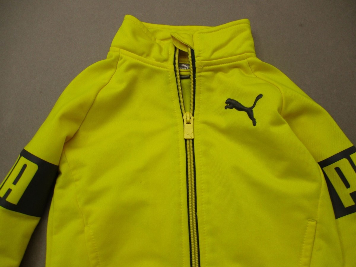 Puma Size 2+years Boys Yellow Zip Stand Collar Long Sleeve