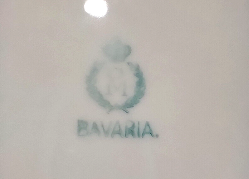 Vintage PM Bavaria Deko Porzellan Rot Rosa Rose Schale Gold gewellter Rand - Bild 8 von 10