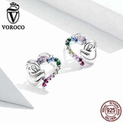 Voroco 925 Sterling Silver Angel Wing Stud Earrings With Crystal – CZ Jewelry