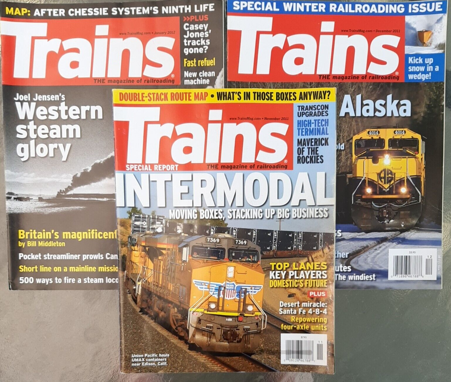 Trains Magazine 3 Issues 2011-12 Railroad Locomotive Rail Train History Nov-Jan