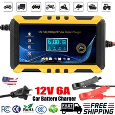 Car Battery Charger 6A 12V Intelligent Automatic Pulse Repair Starter AGM GEL US