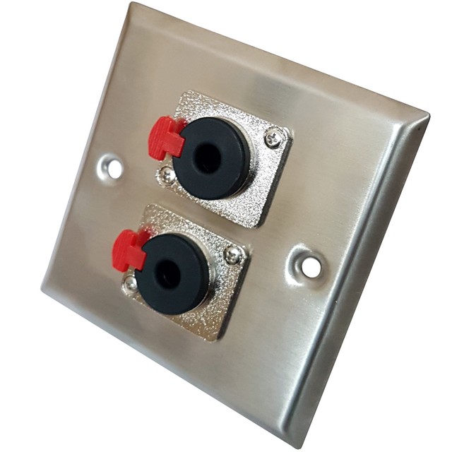 Brushed Steel 6.35mm (¼”) Stereo Outlet Wall Face Plate Headphone Microphone eBay