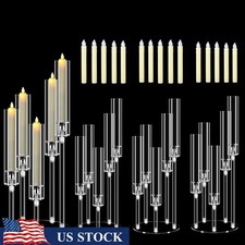 Acrylic Candle Holder Set 5 Arm Candelabra Centerpiece Weddings Parties Decor US