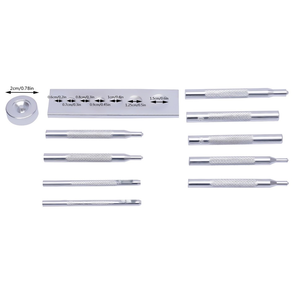 Tinner Rivet Tool 11-Piece Rivet Tool Set with Base, Hollow Punches for DIY Crafts and ...