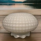 Vtg White Hobnail Milk Glass Globe  Lamp Base Part 3.5" H, 5.5" W