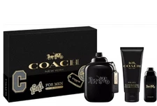 Coach New York Men 3pc Gift Set With 3.3oz+0.5oz Edp Spray+3.4oz Shower Gel 