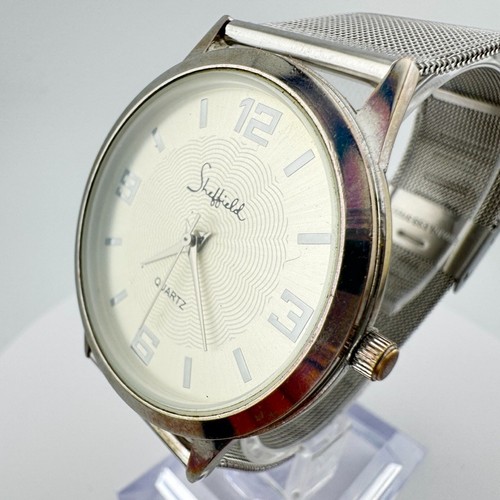 Orologio uomo Sheffield tono argento 75036 quarzo con bracciale milanese - BATTERIA NUOVA - Foto 11 di 18