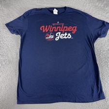 NHL Fanatics Winnipeg Jets Blue Logo Spellout T-Shirt Mens XL Hockey