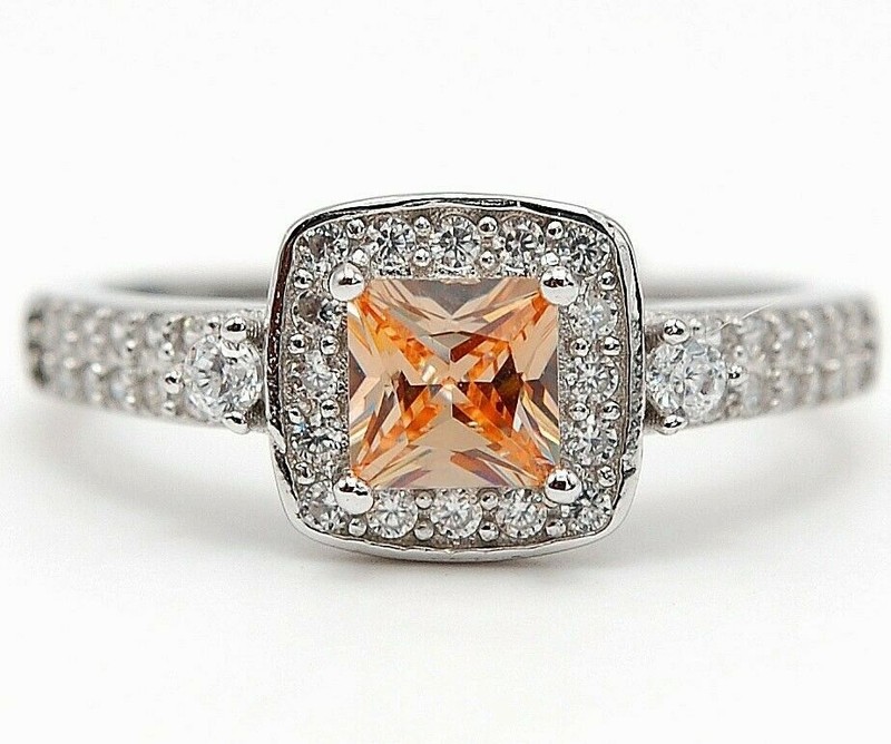 1CT  Padparadscha 925 Sterling Silver Ring Sz 7 &3-9