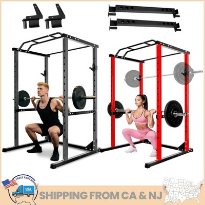 1200 lb Heavy Duty Power Cage 14-Level Squat Rack Frame for Home Gym Red/Black