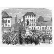 ANTWERP Einweihung der Statue der Teniere - antiker Druck 1867