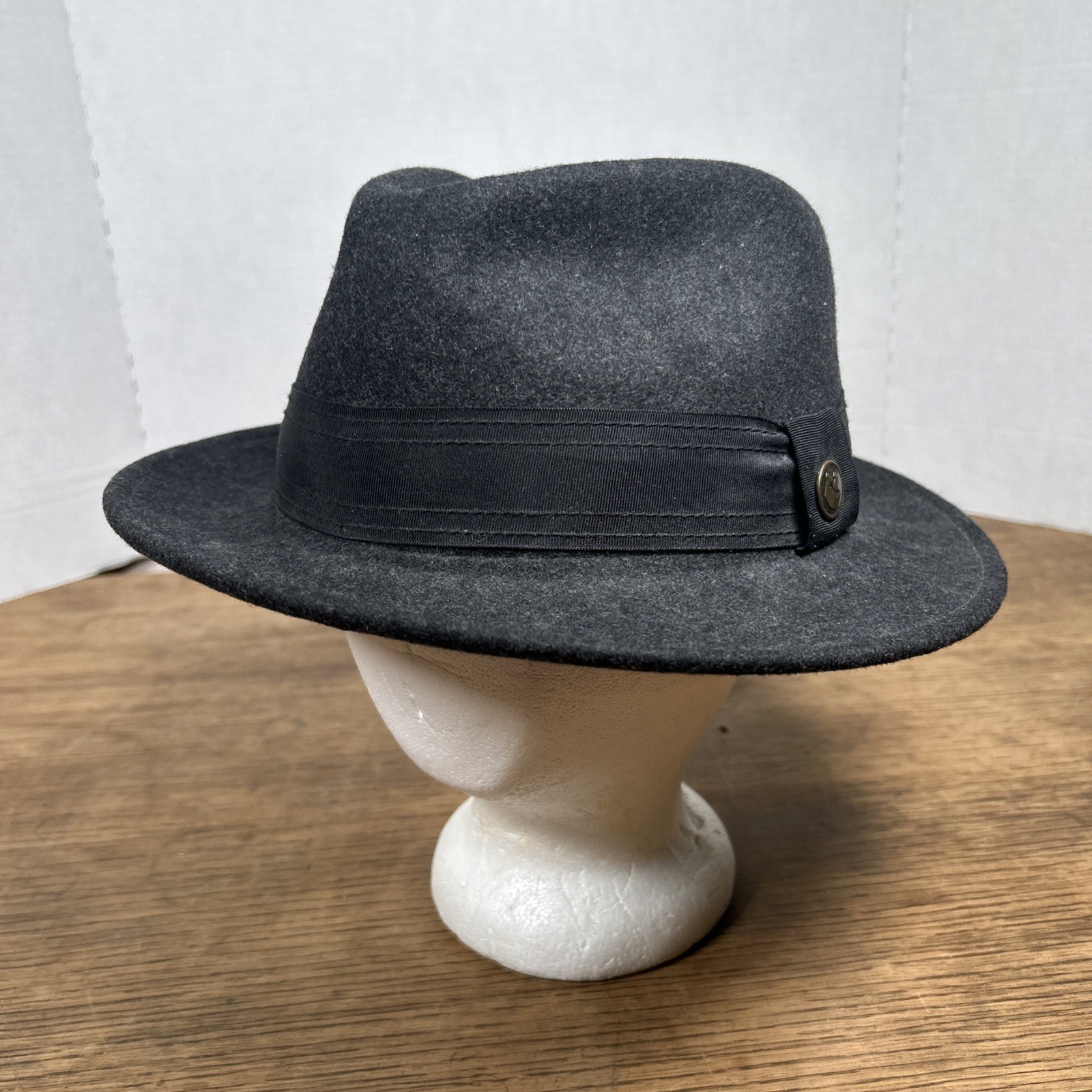 Goorin Brothers The Doctor 100percent Wool Fedora Hat Mens Size XL Black Gray