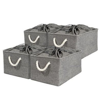 RMAN 4er Set Aufbewahrungskorb Stoff Faltbare Aufbewahrungsbox mit Seil Waschbar
