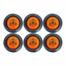 6pc 2.5" Round 3 LED Amber Light Truck Trailer Side Marker Clearance Grommet Kit