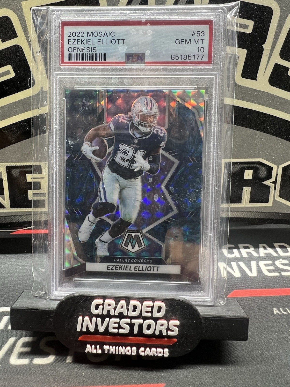2022 PANINI MOSAIC #53 EZEKIEL ELLIOTT GENESIS PSA 10 DALLAS COWBOYS