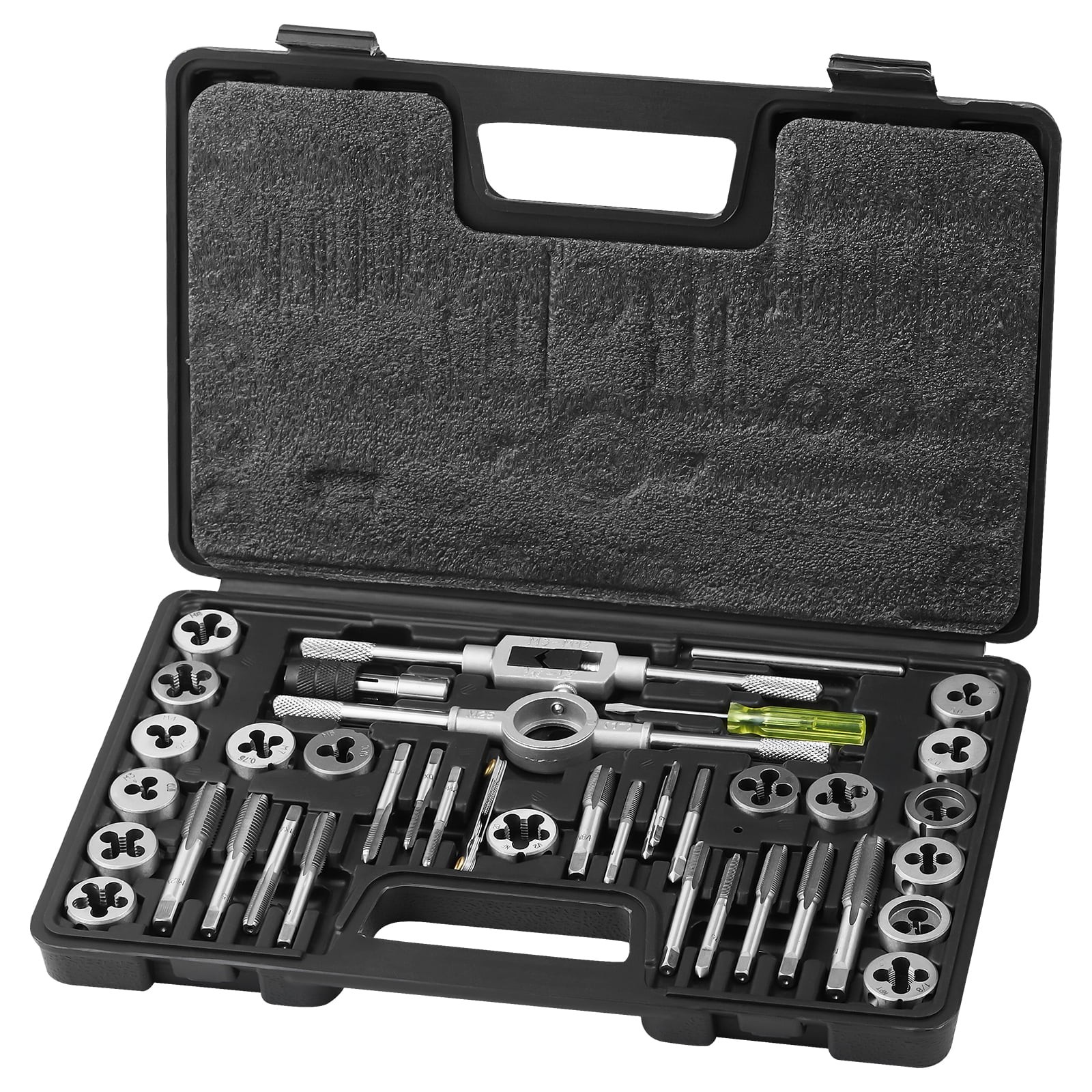 SKYSHALO 40-Piece Tap and Die Set, Metric M3-M12 Bearing Steel Tools