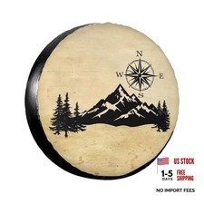 Spare Tire Cover for Rv SUV Trailer Truck 15 inch Nature Mountain Compass