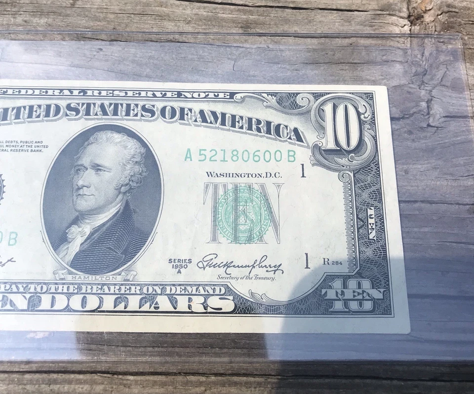 1950a series $10 Federal Reserve Note Border Cut Wrong Error. In Great Condition - Image 3 of 4