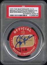 Jack Nicklaus Signed 1975 Masters Champion Major #13 Badge PSA GEM MINT 10 AUTO