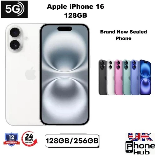 Brand New Sealed Apple iPhone 16 128GB Unlocked Smartphone white