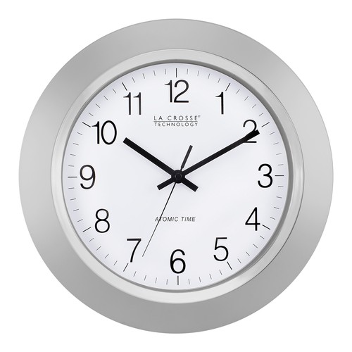 WT-3144S 14 Inch Atomic Analog Silver Wall Clock