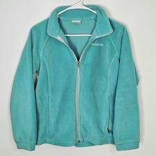 Columbia Jacket Girls Youth Size L Fleece Full Zip Teal Coat Pockets