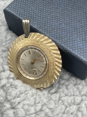 Timex VTG Gold Tone Pendant Wind Up Watch Designed To Read When Lifted Untested