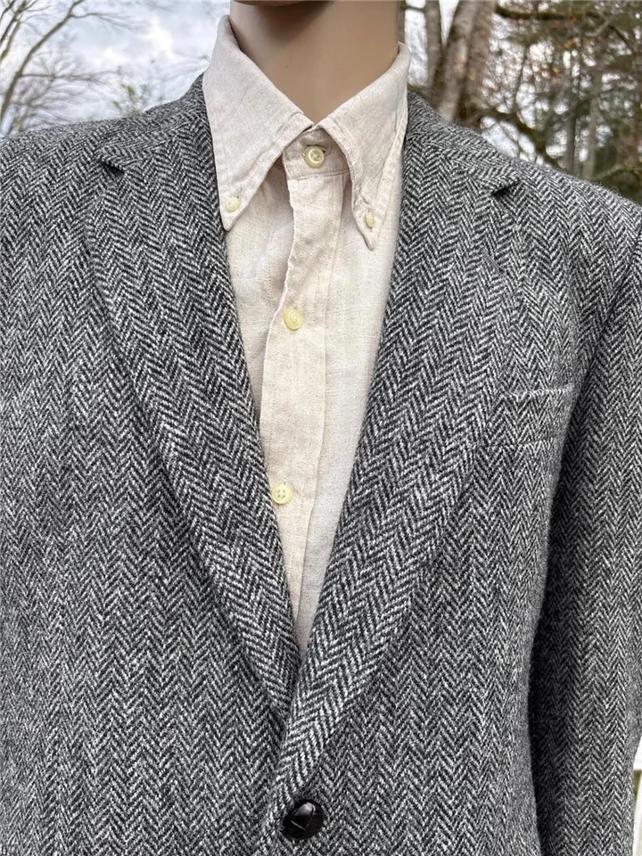 Classic Harris Tweed Wool Blazer Jacket Men's Size 40S Gray - Image 3 of 4