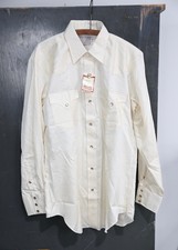 Vintage H Bar C Ranchwear Shirt Mens Large Western Pearl Snap white 80s NWT