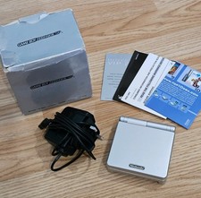 Nintendo Game Boy Advance SP AGS-001 Silver Console With Box And Charger
