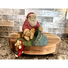 Vintage Kurt Adler SANTA'S WORLD STOCKING HOLDER Hanger Santa Claus & Toys HTF