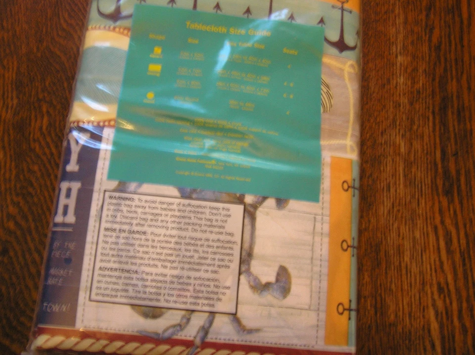 Elrene Home Summer Fun 52x90" NAUTICAL SEAFOOD Vinyl Tablecloth Olefin Back~~NIP - Image 3 of 4