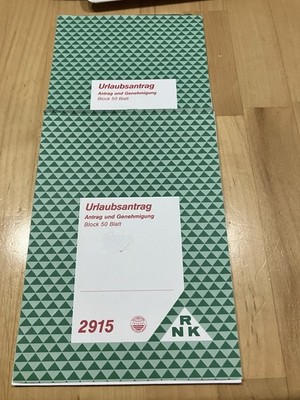 Formularblock RNK 2915 Urlaubsantrag Antrag und Genehmigung ca. 50 Blatt