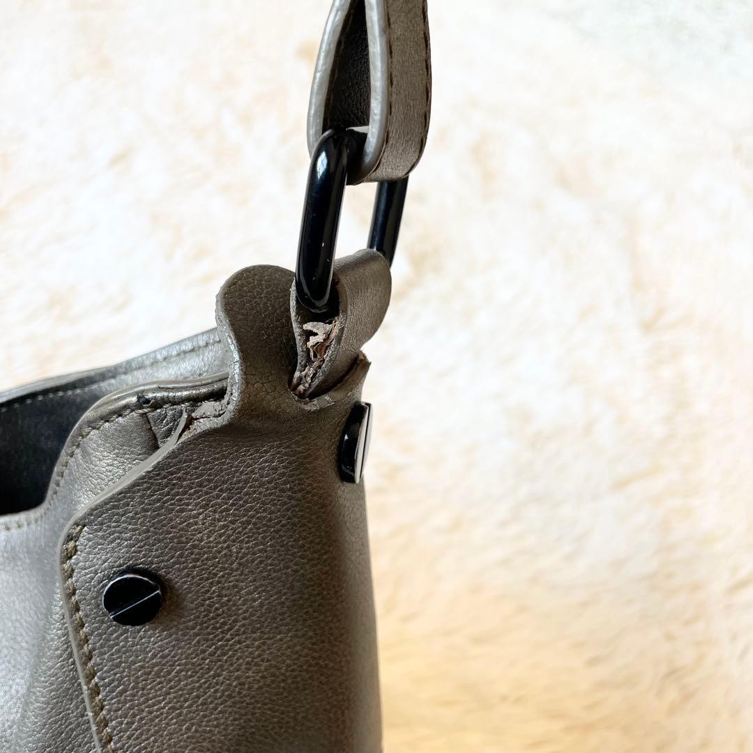 Burberry Bronze Leather Semi Shoulder Bag Drawstring Hobo Handbag Women thumbnail 11