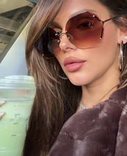 OVERSIZED Big " RIMLESS" Gradient Lens Women Sunglasses SHADZ GAFAS INSTA
