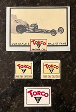 Lot of 4 vintage 1960s-1970s TORCO Motor Oil Decals & Sticker. NOS.