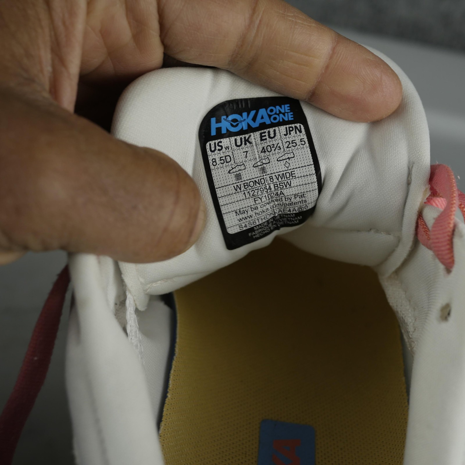 Hoka One One Bondi 8 Wide Shoes Womens Size 8.5 White Running Sneakers 1127954 thumbnail 18