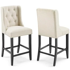 Baronet Upholstered Fabric Counter Bar Stool Set of 2