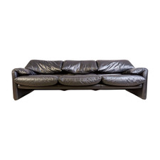 Cassina Maralunga Sofa Vintage Couch Vico Magistretti Leder schwarz