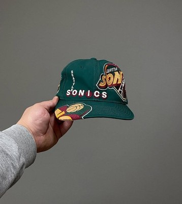 Vintage Starter Seattle SuperSonics Script Snapback Hat Cap NBA Rare Big Logo 90