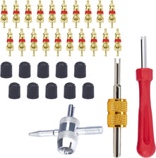 Tire Valve Stem Removal Tool with 20 PCS Valve Cores, 10 PCS Tire Valves Caps