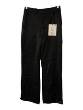 Zara Womens Pants Trousers XS 50th Black High Waist Straight Leg 3439/512 NWT