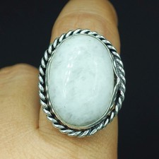 Natural Moonstone Gemstone Handmade 925 Sterling Silver Ring Size-6 US