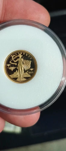 2019 $5 Cook Islands Liberty Bell 1/10 Oz 24% Pure Gold Coin 0.0239 AGW