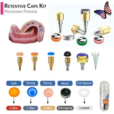 US Dental Locator Abutment Overdenture Retention Male Caps Inserts Metal Housing