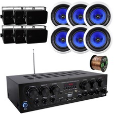 Pyle PTA62BT Bluetooth Receiver, 6x 8" Speakers, 6x 3.5'' Black Speakers, Wire