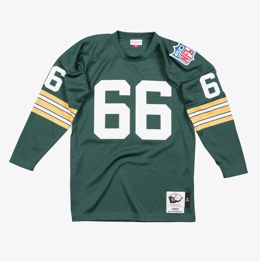 Mitchell & Ness 1969 Green Bay Packers #66 Football Jersey New